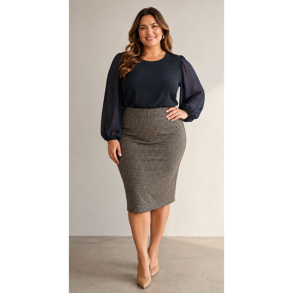 Nine West Black Puff Sleeve Knit Top Womens 2X Plus Size